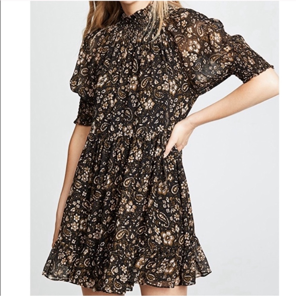 Ulla Johnson Josie Paisley Floral Silk Dress 0